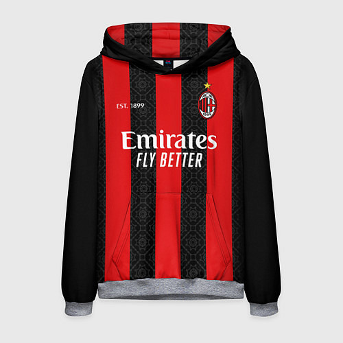 Мужская толстовка AC MILAN 2021 - ДОМАШНЯЯ / 3D-Меланж – фото 1