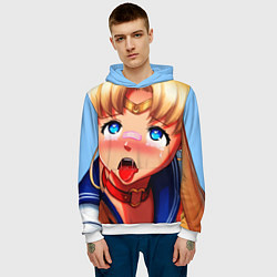 Толстовка-худи мужская SAILOR MOON AHEGAO, цвет: 3D-белый — фото 2