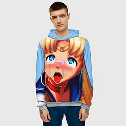 Толстовка-худи мужская SAILOR MOON AHEGAO, цвет: 3D-меланж — фото 2