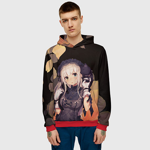 Мужская толстовка Аниме Девушка / 3D-Красный – фото 3