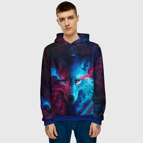 Мужская толстовка ЗВЕЗДНЫЙ ВОЛК / 3D-Синий – фото 3
