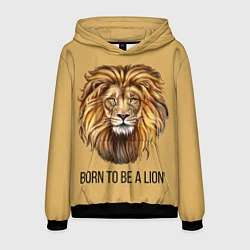 Толстовка-худи мужская Рождённый быть львом, цвет: 3D-черный
