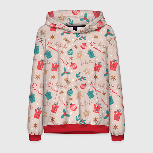 Мужская толстовка Christmas Background / 3D-Красный – фото 1