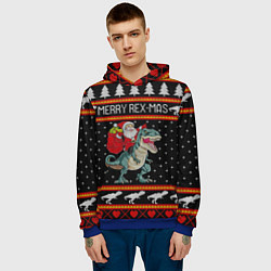 Толстовка-худи мужская Merry Rex-mas, цвет: 3D-синий — фото 2
