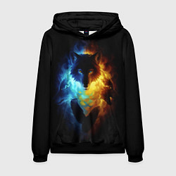Толстовка-худи мужская Волки в огне, цвет: 3D-черный
