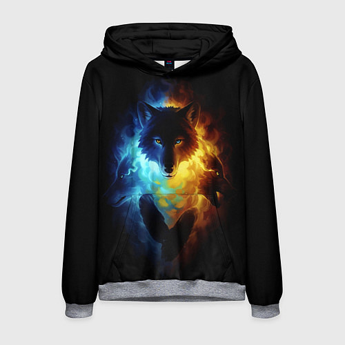 Мужская толстовка Волки в огне / 3D-Меланж – фото 1