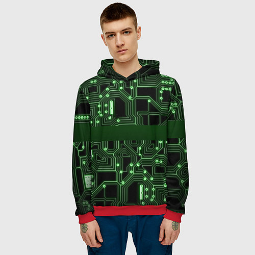 Мужская толстовка Неоновая схема / 3D-Красный – фото 3