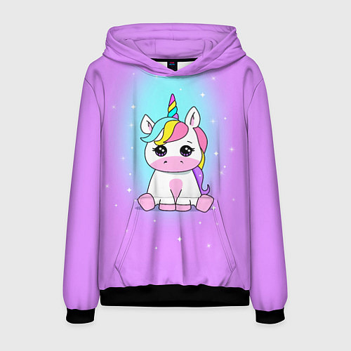 Мужская толстовка Единорог / 3D-Черный – фото 1