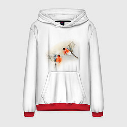 Толстовка-худи мужская Снегири, цвет: 3D-красный