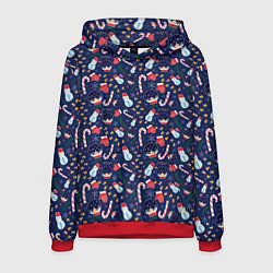 Толстовка-худи мужская Новый Год, цвет: 3D-красный