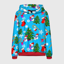 Толстовка-худи мужская Новый год, цвет: 3D-красный