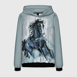 Толстовка-худи мужская Нарисованный конь, цвет: 3D-черный