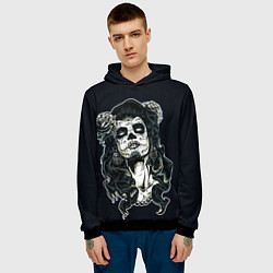 Толстовка-худи мужская Санта Муэрте, цвет: 3D-черный — фото 2