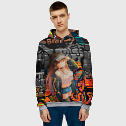 Толстовка-худи мужская Аниме девушка, цвет: 3D-меланж — фото 2