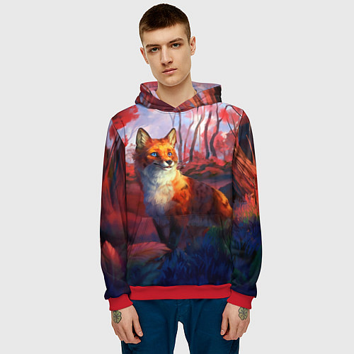 Мужская толстовка Рыжая лиса / 3D-Красный – фото 3