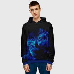 Толстовка-худи мужская Волк Вселенная, цвет: 3D-синий — фото 2