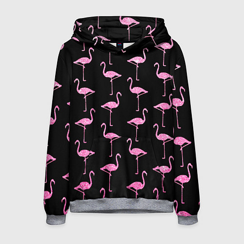 Мужская толстовка Фламинго Чёрная / 3D-Меланж – фото 1