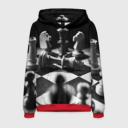 Толстовка-худи мужская Шахматы фигуры доска ход мат, цвет: 3D-красный