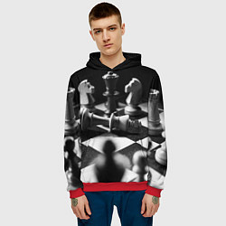 Толстовка-худи мужская Шахматы фигуры доска ход мат, цвет: 3D-красный — фото 2