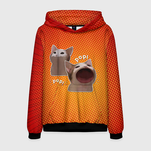 Мужская толстовка Cat Pop Мем / 3D-Черный – фото 1