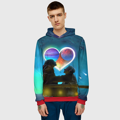 Мужская толстовка Ваня Дмитриенко Венера-Юпитер / 3D-Красный – фото 3