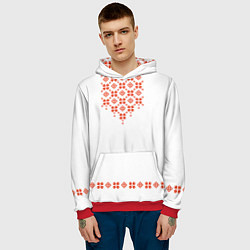 Толстовка-худи мужская Белорусская вышиванка, цвет: 3D-красный — фото 2
