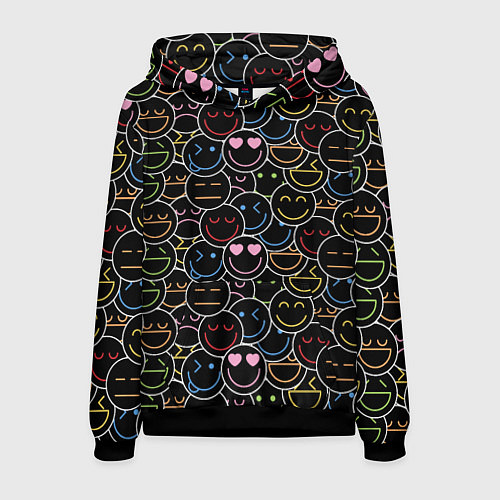 Мужская толстовка SLAVA MARLOW - Неоновые смайлы / 3D-Черный – фото 1