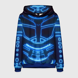 Толстовка-худи мужская Неоновая броня Neon Armor, цвет: 3D-синий