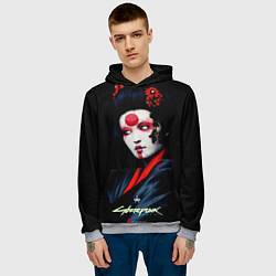Толстовка-худи мужская Cyberpunk 2077 самурай, цвет: 3D-меланж — фото 2