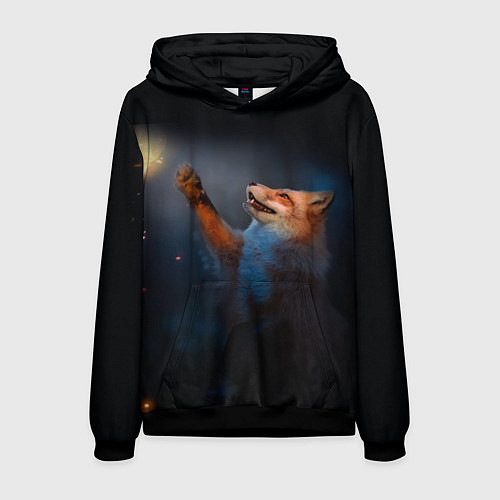 Мужская толстовка Лиса и огонек / 3D-Черный – фото 1