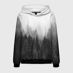 Толстовка-худи мужская Туманный лес, цвет: 3D-черный