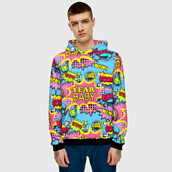 Толстовка-худи мужская Year baby Pop art print, цвет: 3D-черный — фото 2