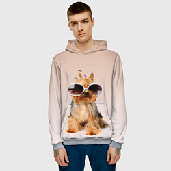 Толстовка-худи мужская Собака в очках, цвет: 3D-меланж — фото 2