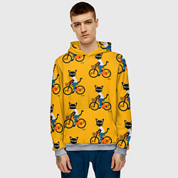 Толстовка-худи мужская Котики на велосипедах, цвет: 3D-меланж — фото 2