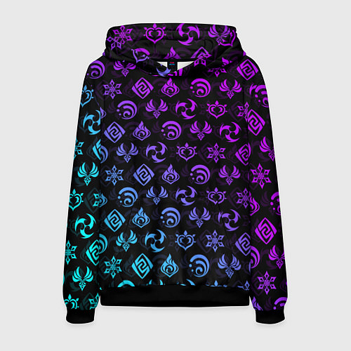 Мужская толстовка GENSHIN IMPACT NEON / 3D-Черный – фото 1
