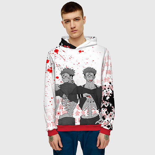 Мужская толстовка МАГИЧЕСКАЯ БИТВА SUKUNA / 3D-Красный – фото 3