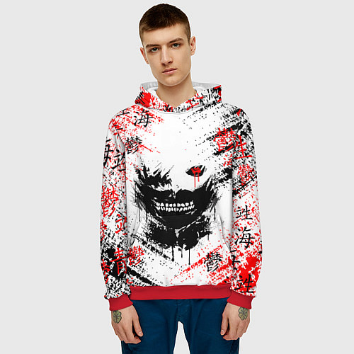 Мужская толстовка ТОКИЙСКИЙ ГУЛЬ КЕН КАНЕКИ / 3D-Красный – фото 3