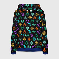 Толстовка-худи мужская GENSHIN IMPACT ЭМБЛЕМЫ, цвет: 3D-синий