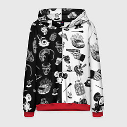 Толстовка-худи мужская КРОВОСТОК ТАТУИРОВКИ ЧБ, цвет: 3D-красный