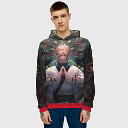 Толстовка-худи мужская МАГИЧЕСКАЯ БИТВА SUKUNA, цвет: 3D-красный — фото 2