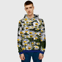 Толстовка-худи мужская Ромашки, цвет: 3D-синий — фото 2