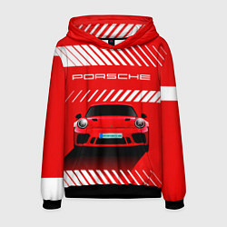 Толстовка-худи мужская PORSCHE ПОРШЕ RED STYLE, цвет: 3D-черный