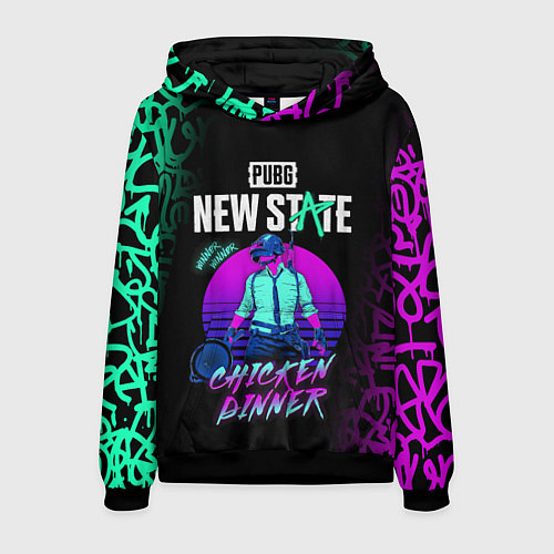 Мужская толстовка PUBG NEW STATE ПАБГ НЕОН / 3D-Черный – фото 1