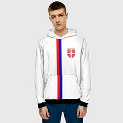 Толстовка-худи мужская Сборная Сербии, цвет: 3D-черный — фото 2