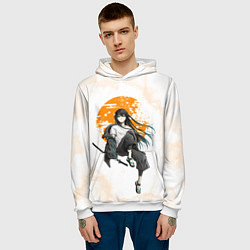 Толстовка-худи мужская Муичиро Токито Kimetsu no Yaiba, цвет: 3D-белый — фото 2