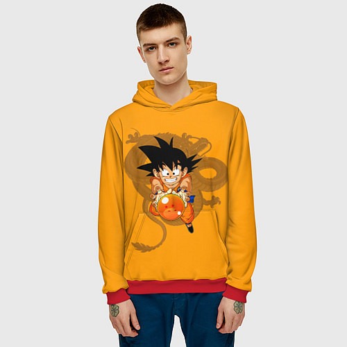 Мужская толстовка Kid Goku / 3D-Красный – фото 3