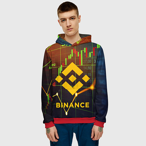 Мужская толстовка BINANCE БИНАНС БАНАН / 3D-Красный – фото 3