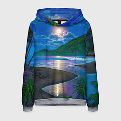 Толстовка-худи мужская Гавайский пейзаж, цвет: 3D-меланж
