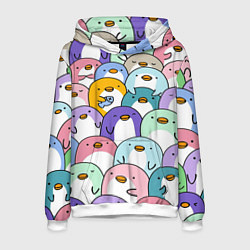 Толстовка-худи мужская Пингвины, цвет: 3D-белый