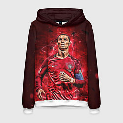 Толстовка-худи мужская Cristiano Ronaldo Portugal, цвет: 3D-белый